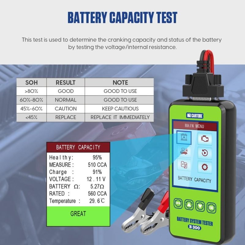 MR CARTOOL B300 testeur de batterie de voiture outil de Scanner d'analyseur de batterie numérique de Diagnostic automobile 7