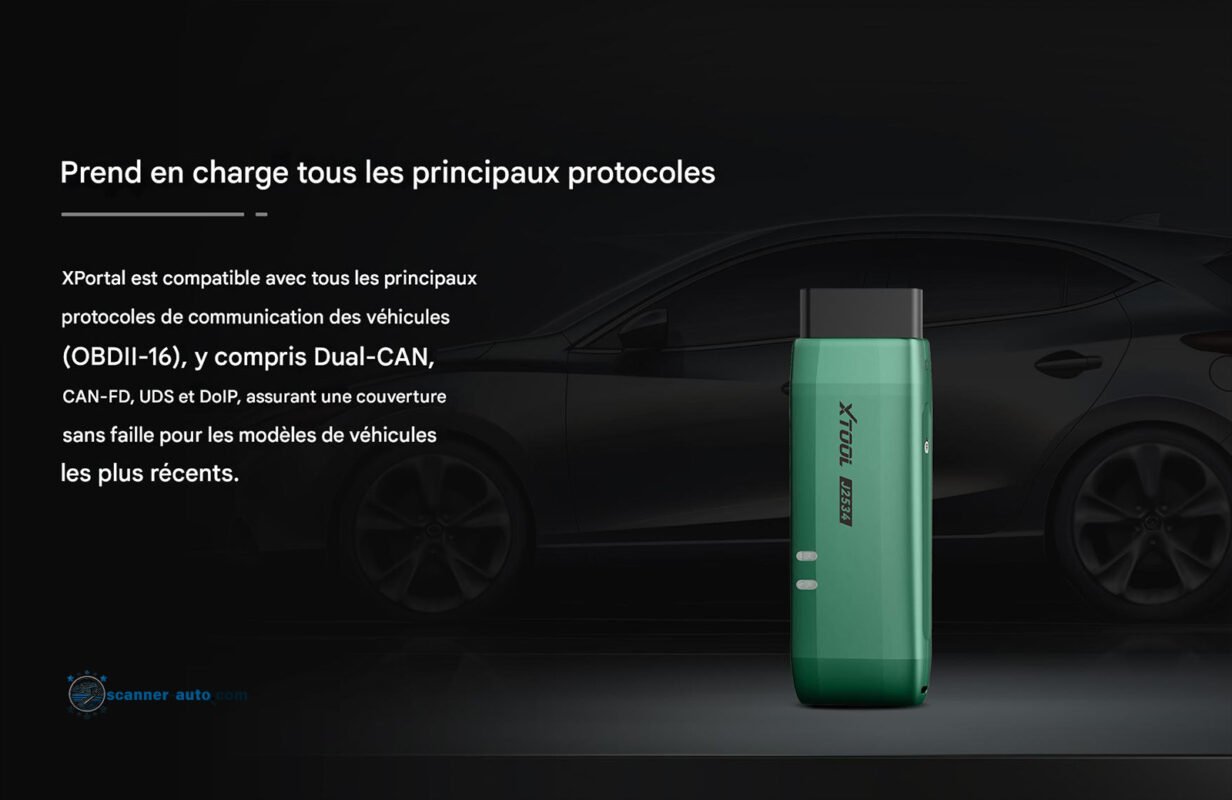 Prend en charge tous les principaux protocoles XPortal est compatible avec tous les principaux protocoles de communication des véhicules (OBDII-16), y compris Dual-CAN, CAN-FD, UDS et DoIP, assurant une couverture sans faille pour les modèles de véhicules les plus récents. XTOOL 12534